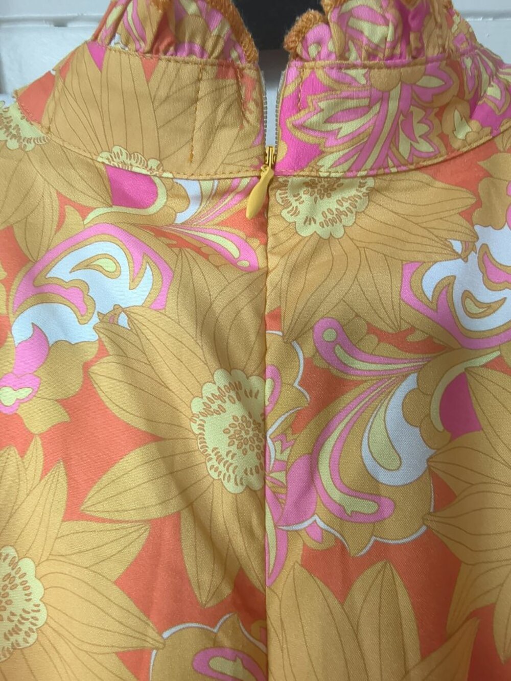 CIDER 70s Retro Floral Mock Neck Mini Dress XL - Picture 6 of 6